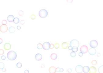 Soap bubbles randomly flew on a white background. Background design. Vector