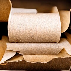 Rolls of textile fabric sheets. Close up. 3d art. 