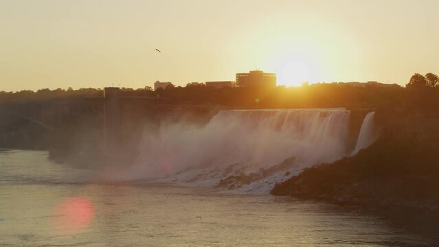 Evening view of American Falls and Bridal Veil Falls