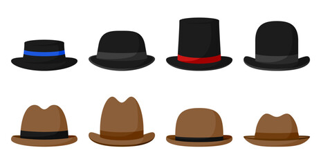 Set of Hat in flat style isolated