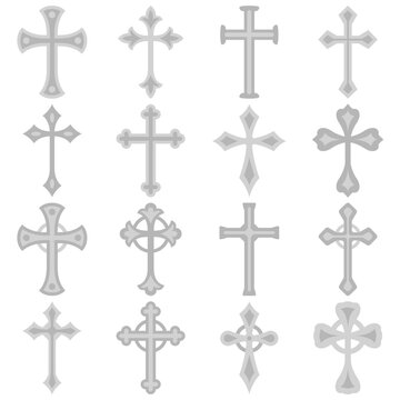 Set of Christian Cross isolated on white background