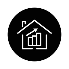 House glyph icon illustration with chart. suitable for house buyer report icon. icon related to real estate. Simple vector design editable. Pixel perfect at 32 x 32