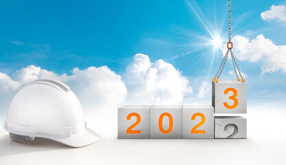 construction start working in the new year 2023. Success real estate, teamwork, and a healthy...