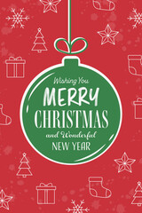 Christmas ball. Design of a greeting card. Vector illustration