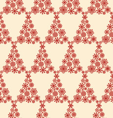 Christmas tree with paw prints seamless  pattern