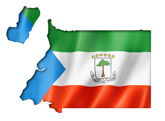 Naklejka premium Equatorial Guinea flag map