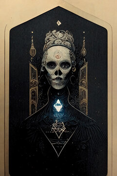 Tarot Card Illustration of Queen of Heart