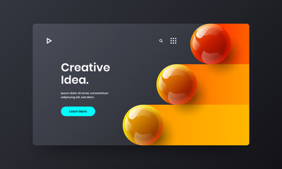 Simple 3D balls front page illustration. Colorful website screen vector design concept.