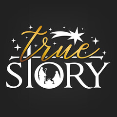 True Story Nativity Scene Silhouette. Holidays Christmas Religion. Holly Night Characters. Cut File Design. Vector Clip Art.