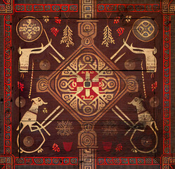 Christmas pattern in scandinavian folk style