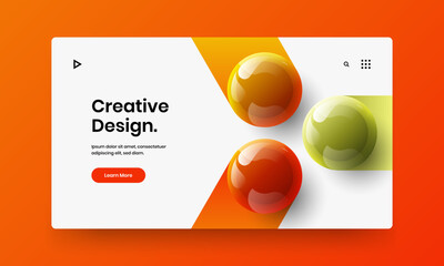 Colorful 3D balls website illustration. Clean journal cover design vector concept.
