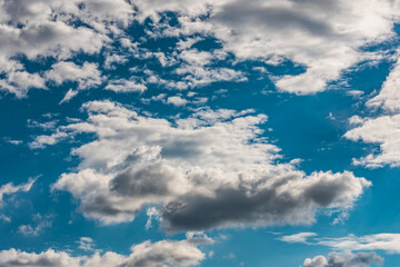 Bright clouds on dramatic sky. Tranquil cloudscape scene. Heaven on cloudy weather