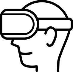A Man wearing Virtual Reality Glasses, Linear icon.