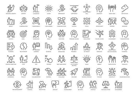 Personal growth Outline Icons Set