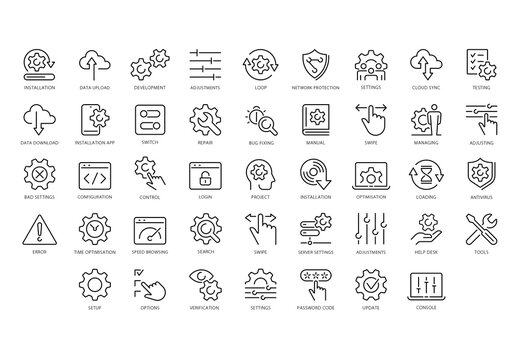 Setup and Settings Outline Icons Set