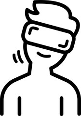 A Man wearing Virtual Reality Glasses and Looking tilted to the left, Linear icon.