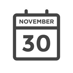 November 30 Calendar Day or Calender Date for Deadlines or Appointment