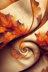 Close up of a autumn colored papers twirled together