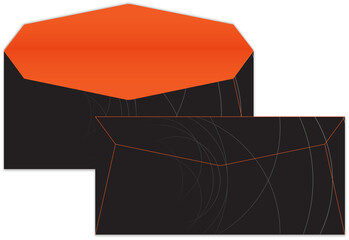 Professional business stationery items set black orange modern color styles png illustration 