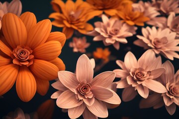 Naklejka na ściany i meble Autumn fall bouquet of beautiful orange and fall colored flowers. 