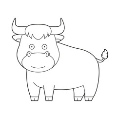 Easy coloring cartoon vector illustration of a bull