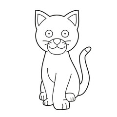 Easy coloring cartoon vector illustration of a cat