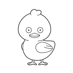 Easy coloring cartoon vector illustration of a chick