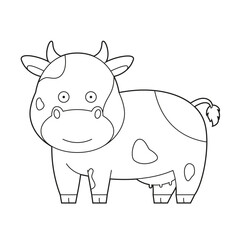 Easy coloring cartoon vector illustration of a cow