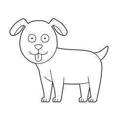 Easy coloring cartoon vector illustration of a dog