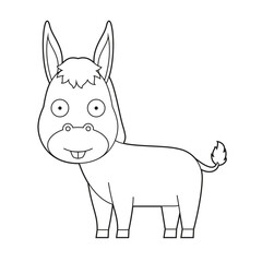Easy coloring cartoon vector illustration of a donkey