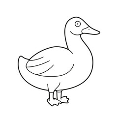 Easy coloring cartoon vector illustration of a duck