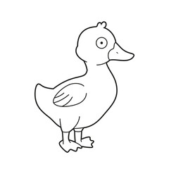Easy coloring cartoon vector illustration of a duckling