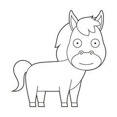 Obraz na płótnie Canvas Easy coloring cartoon vector illustration of a horse