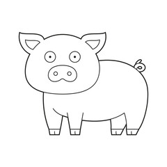 Easy coloring cartoon vector illustration of a pig