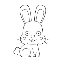 Easy coloring cartoon vector illustration of a rabbit