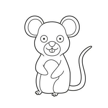 Easy coloring cartoon vector illustration of a mouse