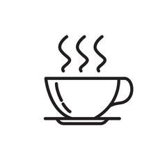 Coffee cup flat style line vector icon