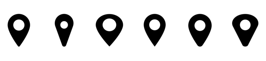 Set of map pin point Icons on a white background.