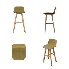 chair isolate on a transparent background, interior furniture, 3D illustration, cg render