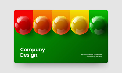 Vivid realistic spheres web banner layout. Isolated placard vector design illustration.