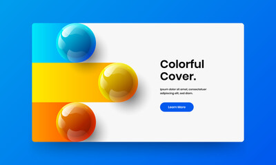 Abstract horizontal cover vector design layout. Fresh 3D balls web banner illustration.