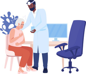 Panic attack at medical appointment semi flat color raster characters. Posing figure. Full body people on white. Simple cartoon style illustration for web graphic design and animation