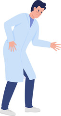 Worried doctor semi flat color raster character. Posing figure. Full body person on white. Upset and anxious physician simple cartoon style illustration for web graphic design and animation
