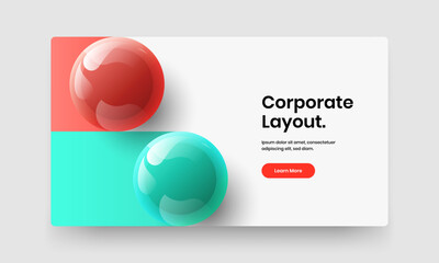Trendy realistic spheres corporate cover template. Amazing web banner design vector illustration.