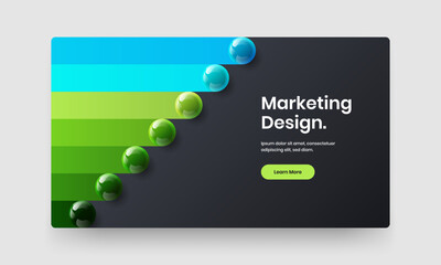 Colorful realistic spheres web banner template. Abstract annual report design vector layout.