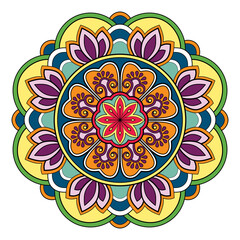 Mandala color art pattern for Art on the wall. fabric pattern Card textured Wallpaper tile Stencil Sticker. Tribal ethnic fashion motif for paper, and textile	