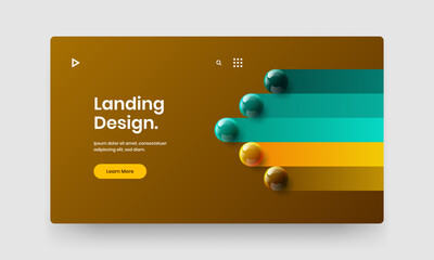Creative website screen vector design concept. Amazing realistic spheres poster layout.