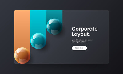 Colorful 3D balls company cover template. Fresh banner vector design concept.