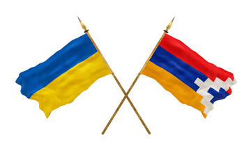Background for designers. National Day. National flags  of Ukraine and Artsakh