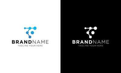 Inspiration logo initial letter T abstract with tech style, on a black and white background.